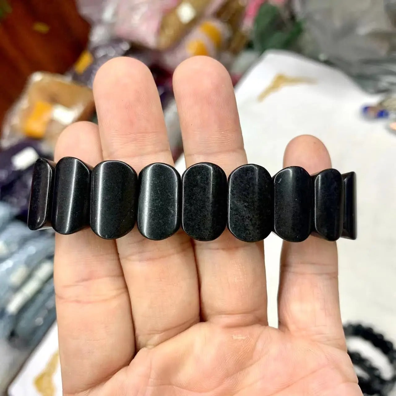 天然俄罗斯 Shungite 宝石手链