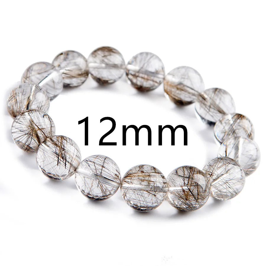 Natural Top Silver Rutilated Quartz Gemstone Bracelet, Sizes 7-17mm