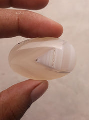 Fortified White Chalcedony  -  Sulaimani Aqeeq - 43x27mm