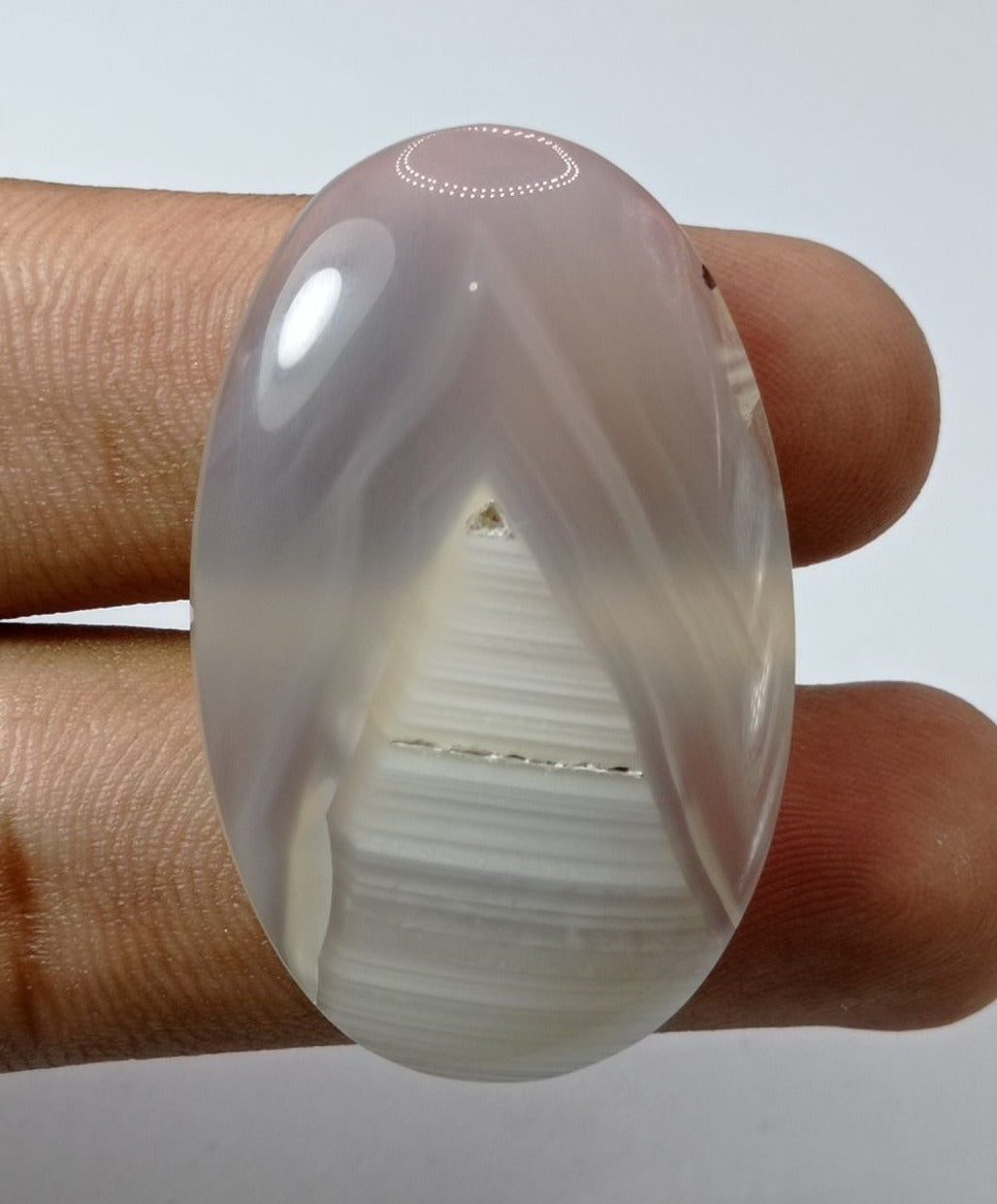 Fortified White Chalcedony  -  Sulaimani Aqeeq - 43x27mm