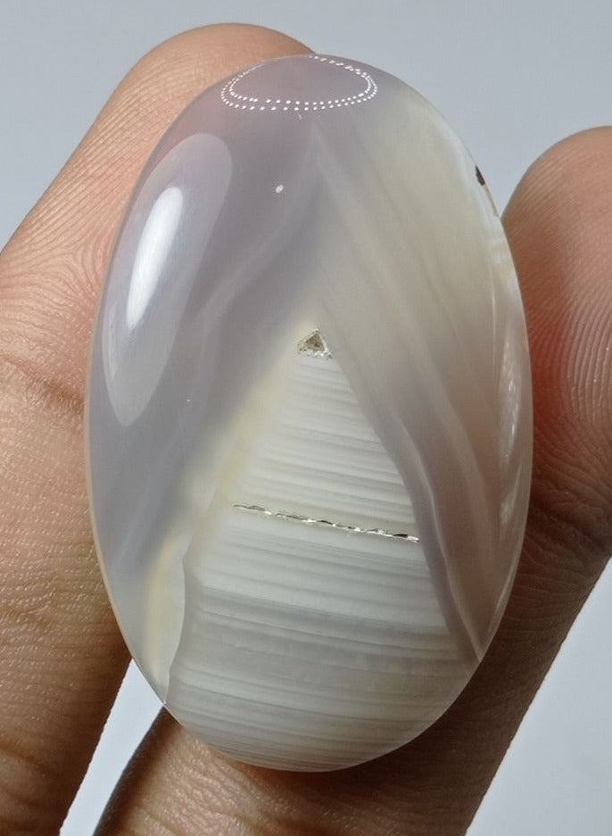 Fortified White Chalcedony  -  Sulaimani Aqeeq - 43x27mm