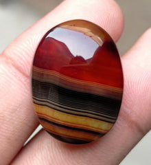 45.9ct Abstract Bands Agate Cabochon - Sulaimani Aqeeq - 27x21x10mm