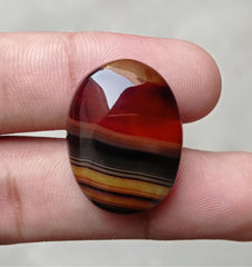 45.9ct Abstract Bands Agate Cabochon - Sulaimani Aqeeq - 27x21x10mm
