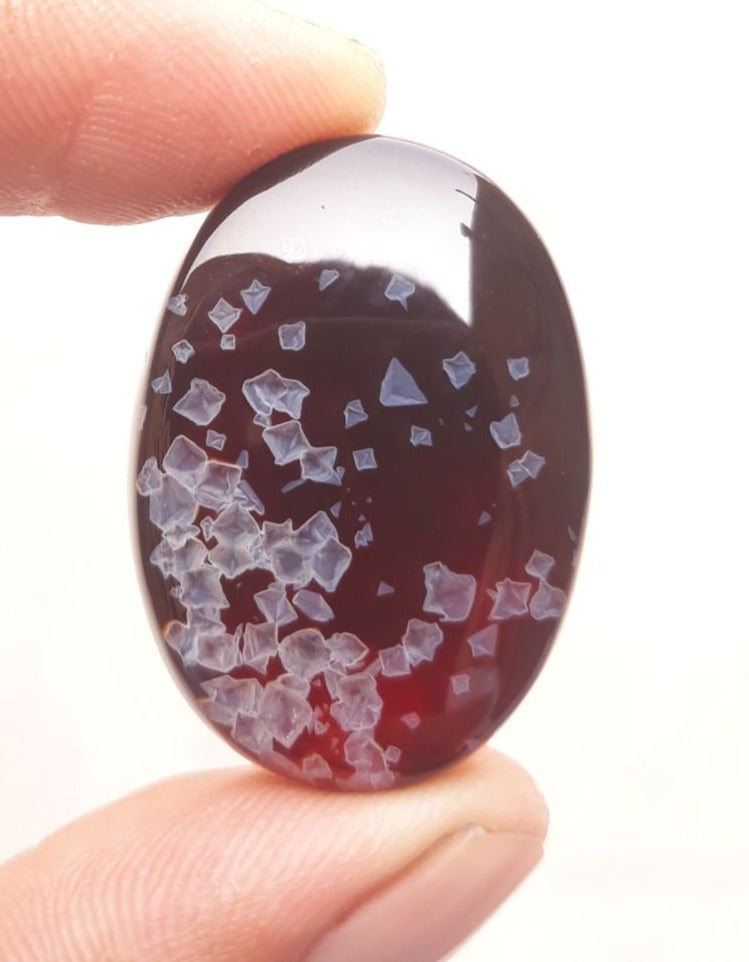 36.4ct Black Color with White Cubes in Agate - Collector Gemstone - 31x22mm