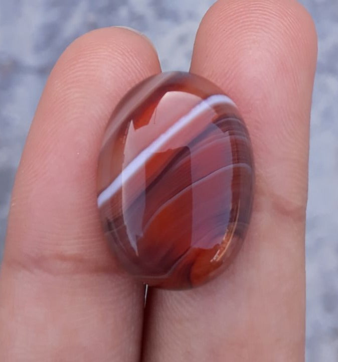 16ct Abstract Lines in Agate Cabochon - Sulaimani Aqeeq - 20x15mm