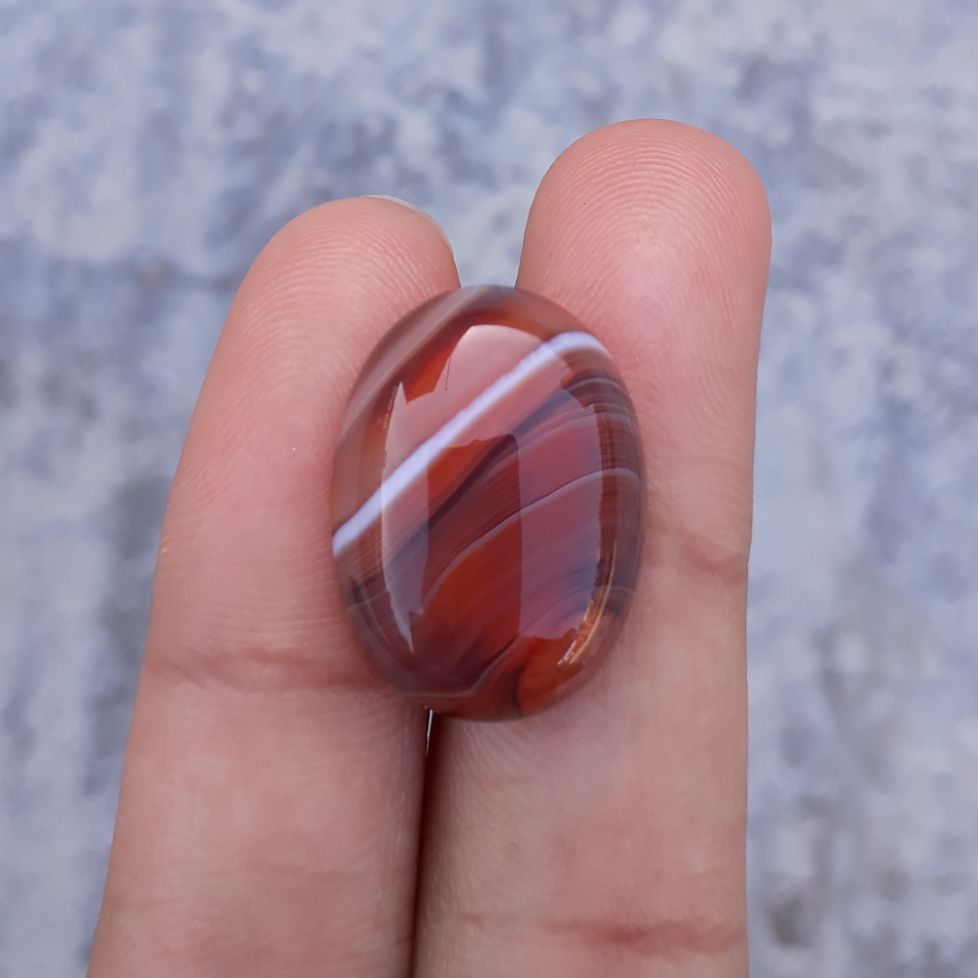 16ct 玛瑙凸圆形抽象线条 - Sulaimani Aqeeq - 20x15mm