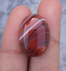 16ct Abstract Lines in Agate Cabochon - Sulaimani Aqeeq - 20x15mm