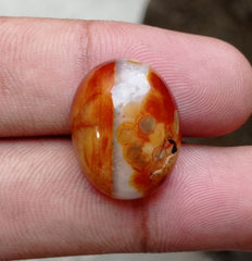 26ct Bi-Color Agate with Orbicular Pattern - Sulaimani Aqeeq - 21x17mm