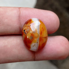 26ct Bi-Color Agate with Orbicular Pattern - Sulaimani Aqeeq - 21x17mm