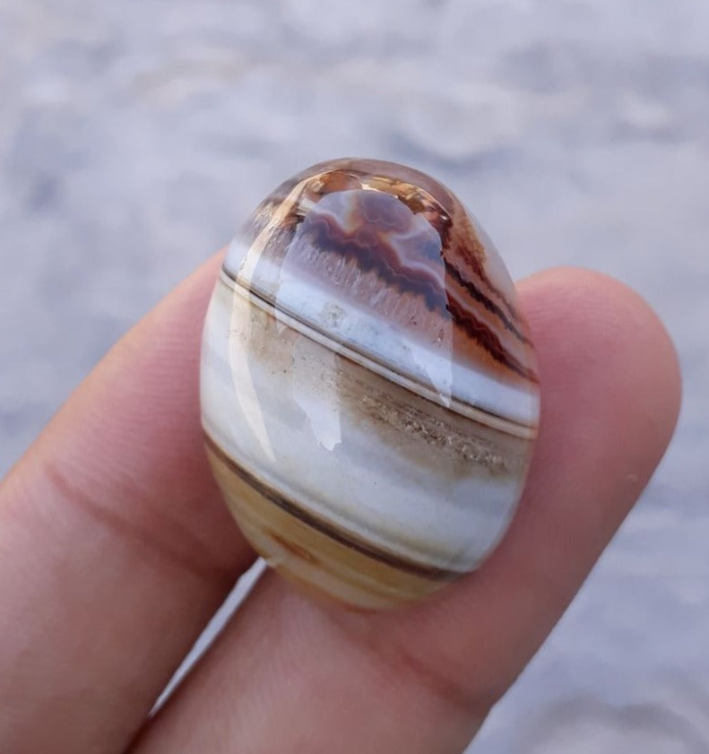 57.3ct Banded Agate Cabochon- Sulaimani Aqeeq - 29x21mm