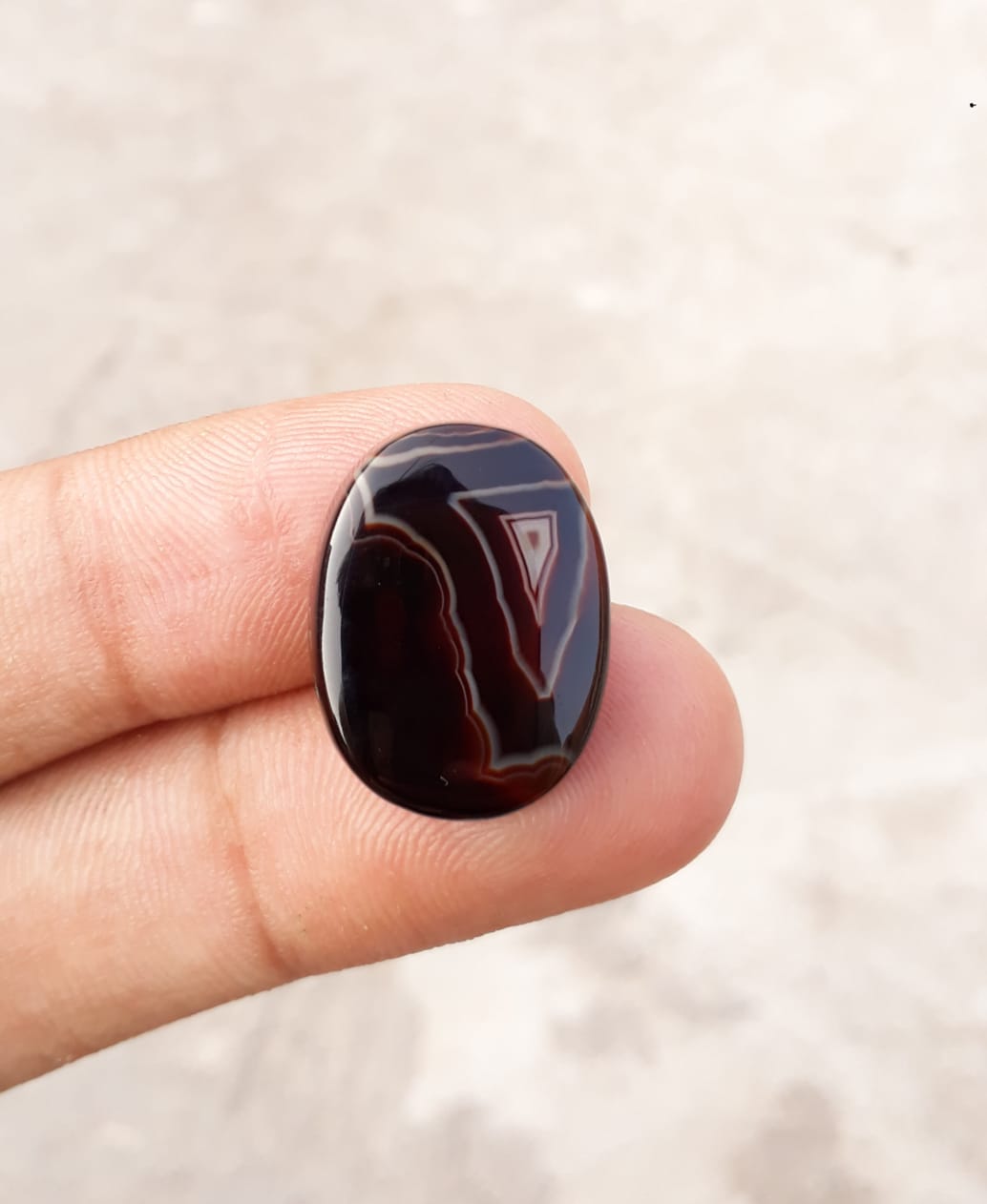 Unique Fortified Agate Cabochon - Sulaimani Aqeeq - 21x16mm