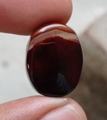 17.4ct Banded Agate Cabochon with Prominent Part of Black - Sulaimani Aqeeq - 20x16x6mm