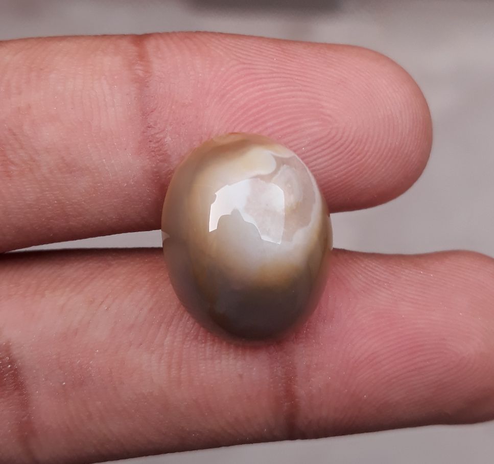 16ct Beautiful  Agate Cabochon Suitable for RingSetting - Sulaimani Aqeeq - 19x15mm