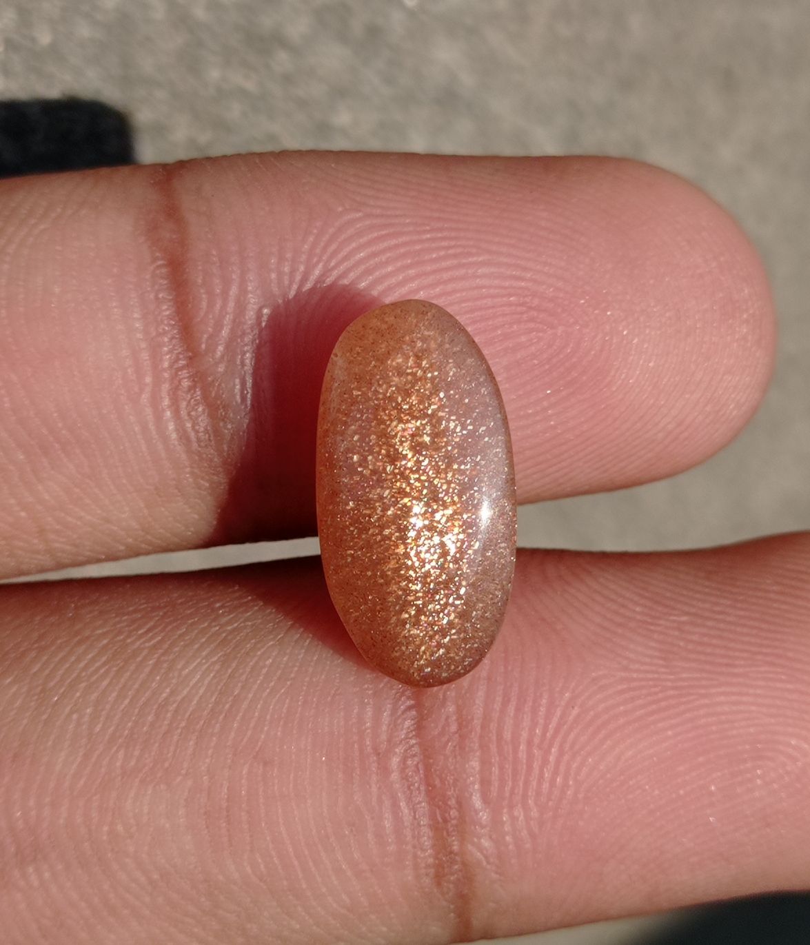 6.5ct Natural Sunstone Cabochon - Heliolite - Aventurescent Feldspar - August Birthstone - 17x9x6mm
