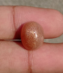 9.6ct Natural Sunstone Cabochon - Heliolite - Aventurescent Feldspar - August Birthstone - 15x12x7mm