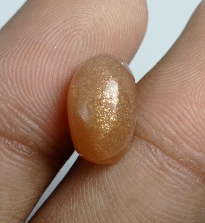 6.6ct Natural Sunstone Cabochon - Heliolite - Aventurescent Feldspar - August Birthstone - 14x9x7mm