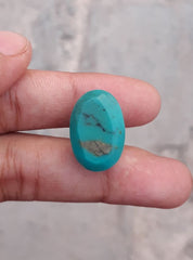 Natural Teal Green Turquoise  - Green Turquoise - 15.4ct- 19x13mm