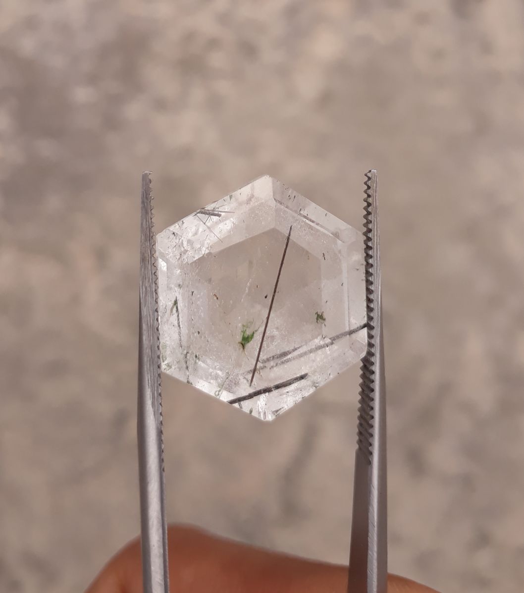 16.50ct Black Tourmalated Quartz - Black Rutile Quartz - Rutilated Quartz