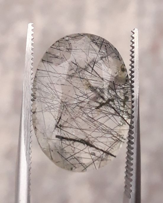 11.25ct Black Tourmalated Quartz - Black Rutile Quartz - Rutilated Quartz