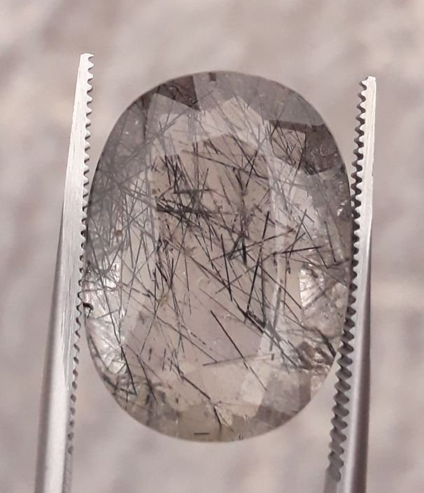 14ct Black Tourmalated Quartz - Black Rutile Quartz - Rutilated Quartz