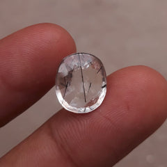 6ct Black Tourmalated Quartz aka Black Rutile Quartz - Rutilated Quartz - 13x11x6mm