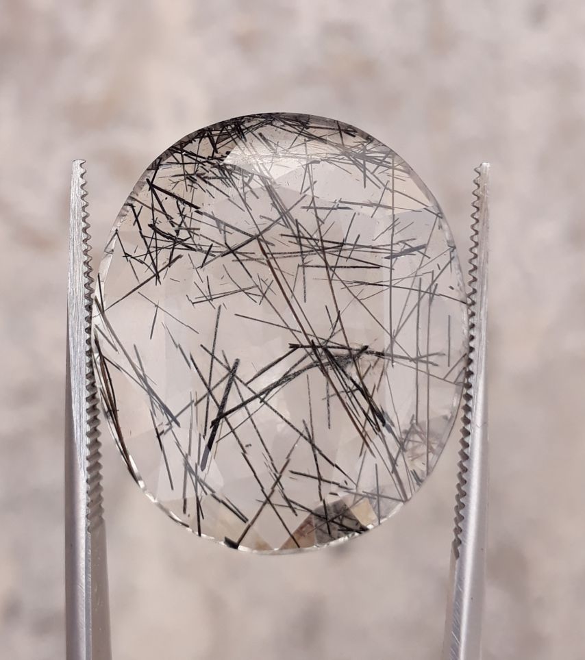 30ct Black Tourmalated Quartz  aka Black Rutile Quartz - Rutilated Quartz - 23x21.2x8.2mm