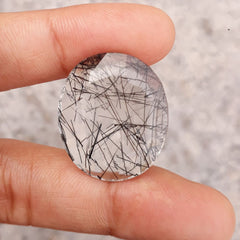 30ct Black Tourmalated Quartz  aka Black Rutile Quartz - Rutilated Quartz - 23x21.2x8.2mm