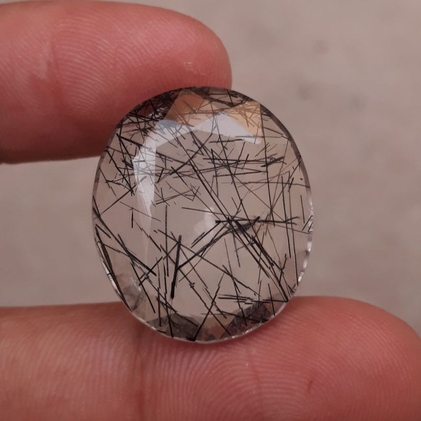 30ct Black Tourmalated Quartz  aka Black Rutile Quartz - Rutilated Quartz - 23x21.2x8.2mm