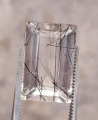 5.8ct Black Tourmalated Quartz  aka Black Rutile Quartz - Rutilated Quartz -14 x 10x6mm