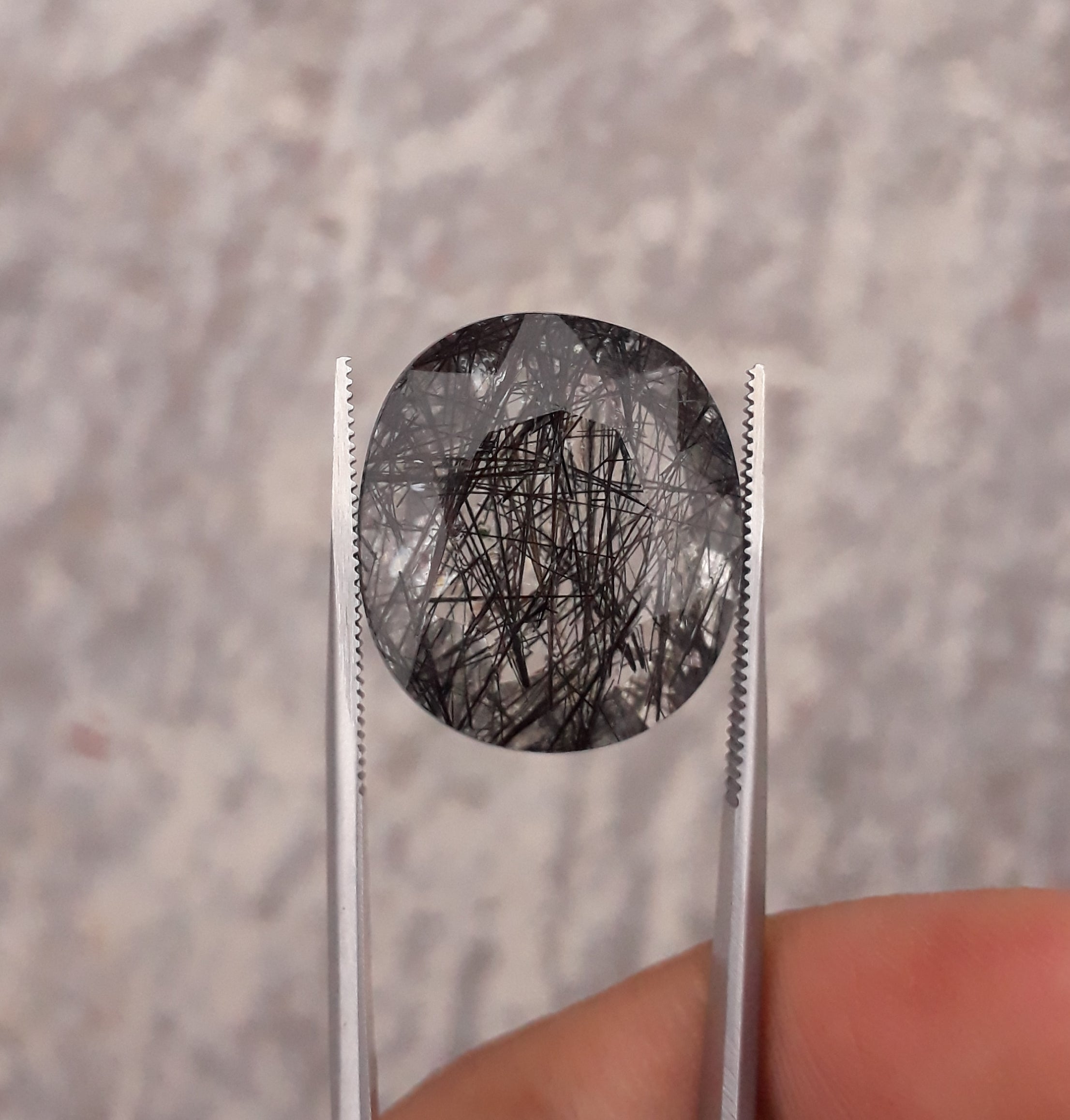 26ct Black Tourmalated Quartz - Black Rutile Quartz - 22x19x11mm