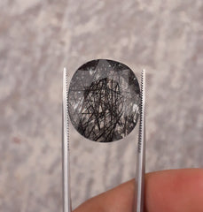 26ct Black Tourmalated Quartz - Black Rutile Quartz - 22x19x11mm