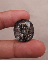 26ct Black Tourmalated Quartz - Black Rutile Quartz - 22x19x11mm