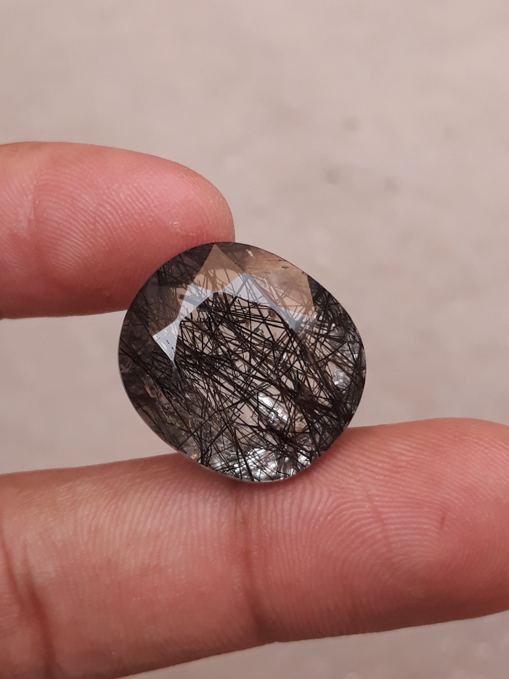 26ct Black Tourmalated Quartz - Black Rutile Quartz - 22x19x11mm