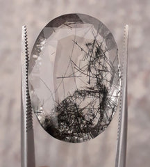 29.55ct Black Tourmalated Quartz - Black Rutile Quartz - Rutilated Quartz