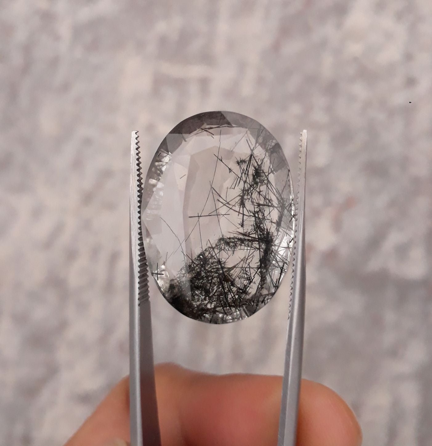 29.55ct Black Tourmalated Quartz - Black Rutile Quartz - Rutilated Quartz