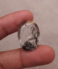 29.55ct Black Tourmalated Quartz - Black Rutile Quartz - Rutilated Quartz