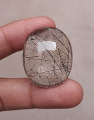 73.10ct Black Tourmalated Quartz -Cabochon Black Rutile Quartz - Rutilated Quartz