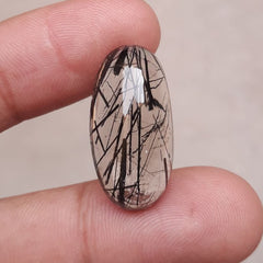 20ct Smoky Tourmalated Quartz Cabochon - Rutilated Quartz -26x13x8.2mm