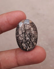 45.30ct Black Tourmalated Quartz - Black Rutile Quartz - Rutilated Quartz