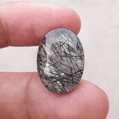 19ct Black Tourmalated Quartz - Black Rutile Quartz - Rutilated Quartz - 22x16x8mm