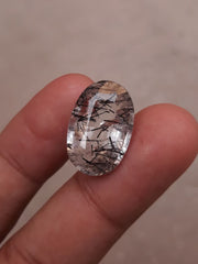 14.10ct Black Tourmalated Quartz - Black Rutile Quartz - Rutilated Quartz