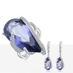 Jewelry Set Real Anti Tarnish 925 Sterling Silver Earring & Ring Set Party Jewelry Set