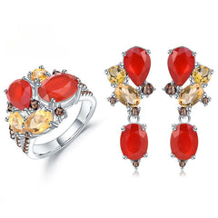 Anti Tarnish 925 Sterling Silver Colorful Candy Jewelry Set Ring Earrings & Sets Fine Jewelry
