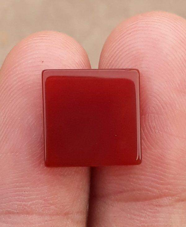10.4ct Natural Red Carnelian Gemstone- Aqeeq Ahmar - 13x13mm