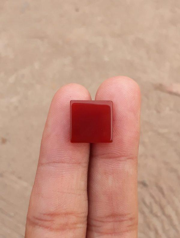 10.4ct Natural Red Carnelian Gemstone- Aqeeq Ahmar - 13x13mm