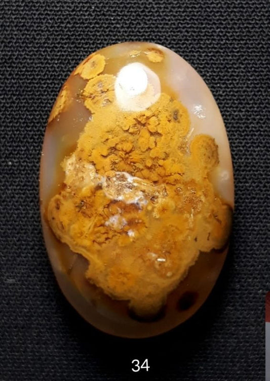 34ct 碧玉 - 金碧玉凸圆形宝石 - 黄色碧玉 - 28x20mm