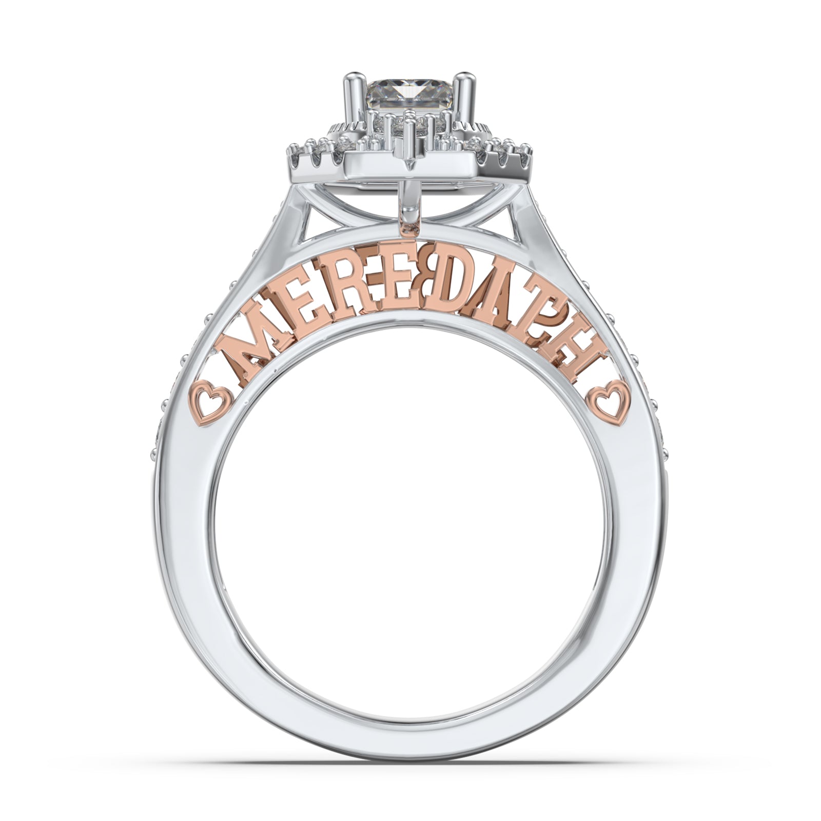 خاتم مويسانيتي مخصص مطلي بالذهب الأبيض 1 قيراط - هدية مثالية لمن تحب!
