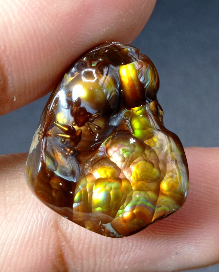 Elegant Rare Mexican Fire Agate Carving with Segenite Needles