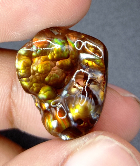 Elegant Rare Mexican Fire Agate Carving with Segenite Needles