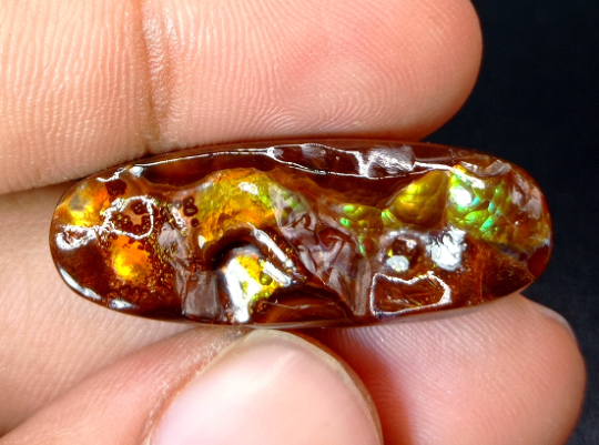 Firy Mexican Fire Agate Long OVal Carving - Agata De Fuego